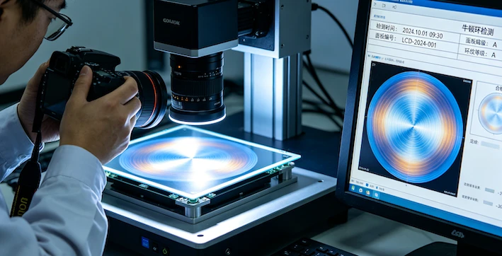 Common capacitive touch screen appearance defects - bubbles, scratches, Newton rings examples Common capacitive touch screen appearance defects - bubbles, scratches, Newton rings examples